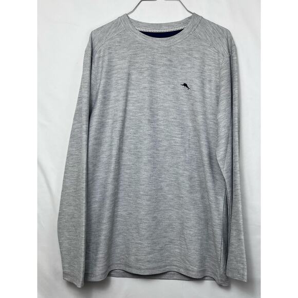 Tommy Bahama Men's Size Med Gray Long Sleeve Pullover Knit Crewneck Textured Top - Picture 1 of 8